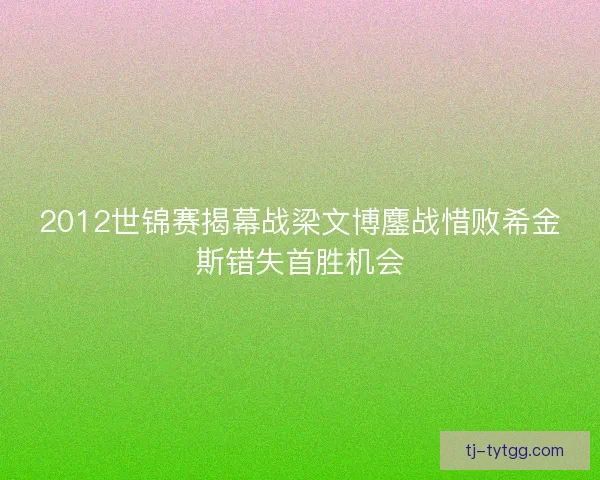 2012世锦赛揭幕战梁文博鏖战惜败希金斯错失首胜机会